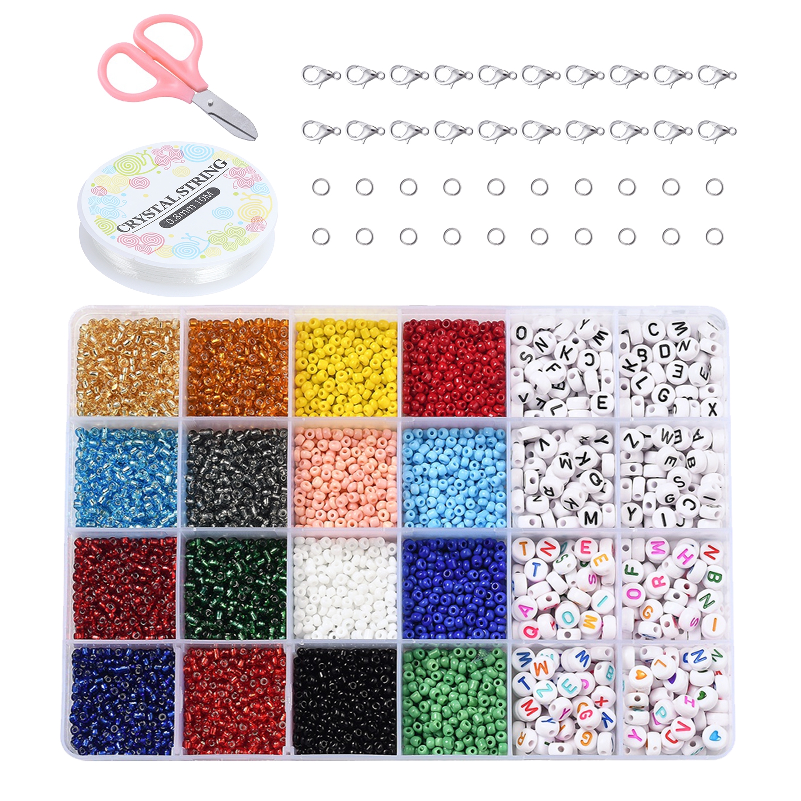 Deyuer Mini Glass Beads Kit,Small DIY Craft Colored Beads Assortment