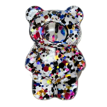 Deyuer Mobile Phone Finger Holder Cartoon Foldable Epoxy Sequins 3D Cute Bear Shaped Phone Grip Tok Folding Bracket for Desktop
