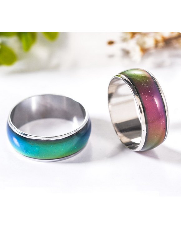 Ello Elli Stainless Steel Mood Ring - 6MM Comfort Fit, Color Changing (Silver, Black, Gold, Rose Gold)