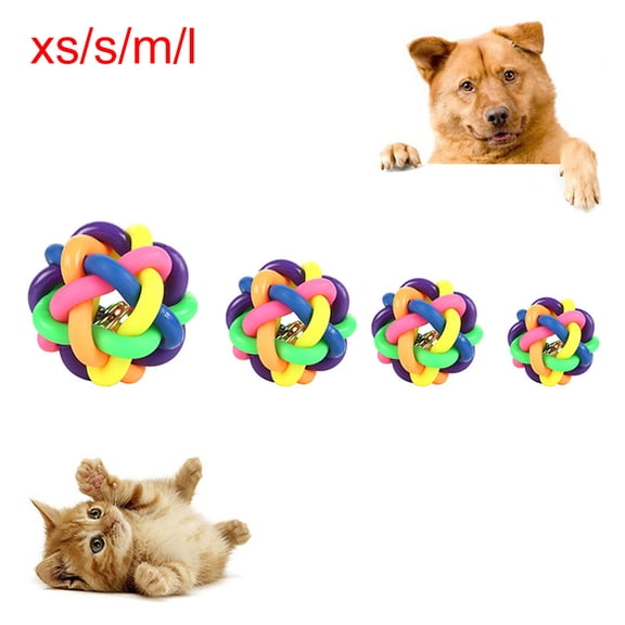Deyuer Pet Cats Kitten Rubber Bell Colorful Ball Scratch Training Chewing Play Toy