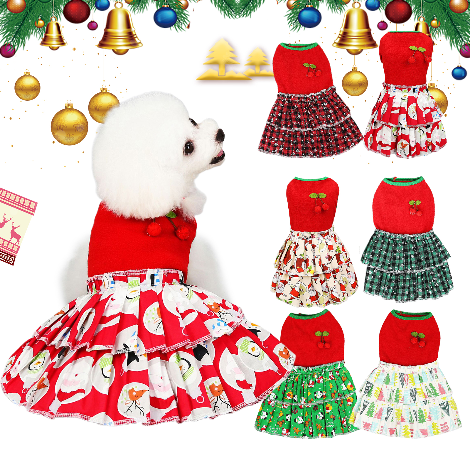 Deyuer Pet Christmas Clothes Soft Doublesided Fleece Comfortable