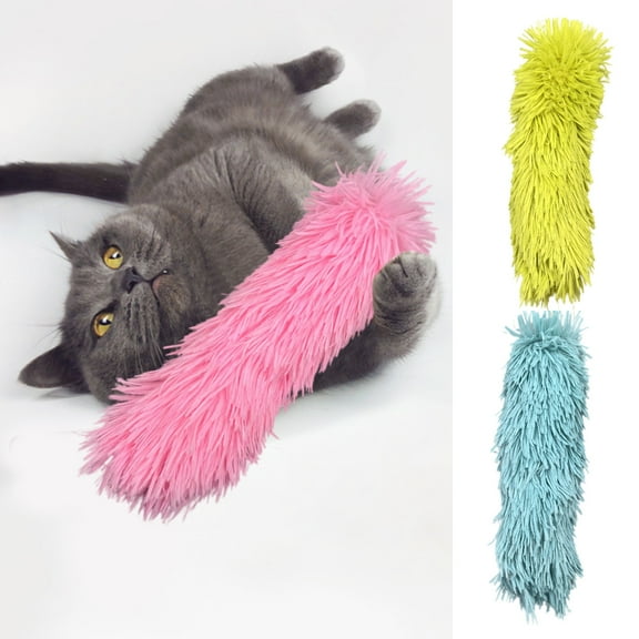 Deyuer Pet Plush Toy Built-in Catnip Bite Resistant Stress Relief Cat Teaser Toy Kitty Kick Stick Pet Supplies