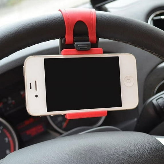 Deyuer Phone Holder, Auto Car Steering Wheel Mount Holder Rubber Band for iPhone Smartphone GPS,