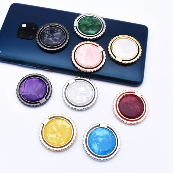 Deyuer Phone Holder, Finger Ring Holder Colorful Round 360 Degree Rotation Shell Pattern Phone Grip Finger Handle Extend Bracket for Watching TV,A