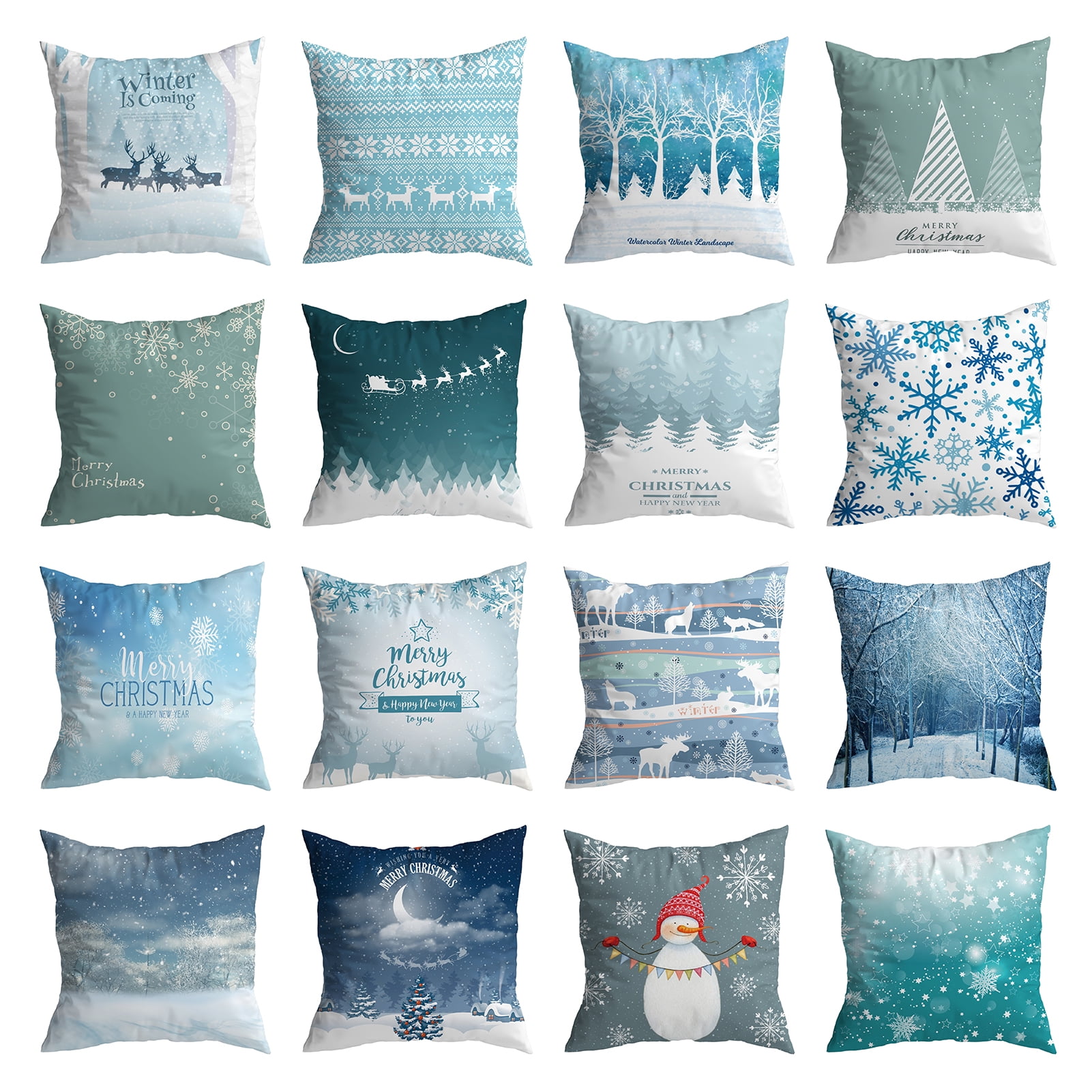 Deyuer Pillow Case Hidden Zipper Cozy Single Side Printing Christmas