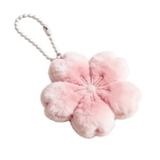 Deyuer Pink Keychain Accessory Soft Plush Cherry Blossom Keychain Pendant 1/2/3 Pcs Pink Floral Bag Charm Fluffy Keyring Accessory for Backpacks Tote Bags