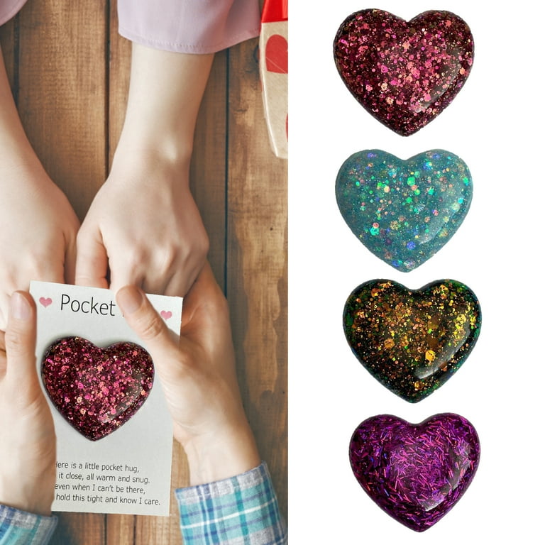 Deyuer Pocket Hug Heart Cute Glass Crafts Special Encourage Multicolored Love Heart Charms Birthday Wedding Party Valentine s Day Gift Decoration Pink