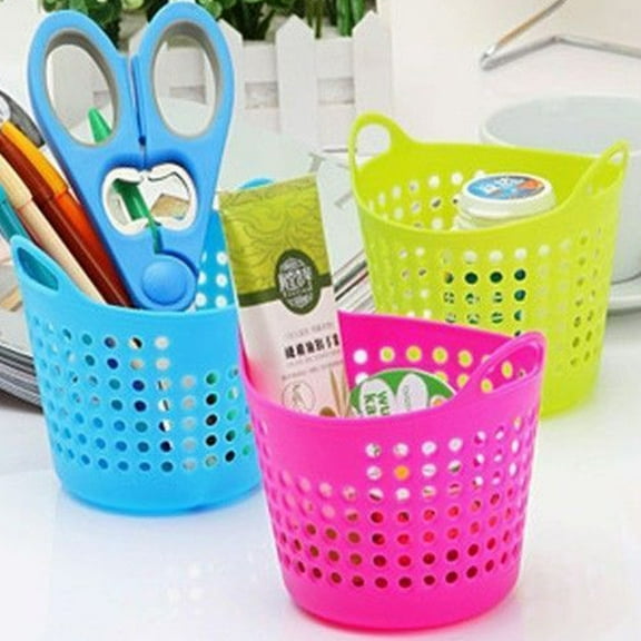 Deyuer Portable Mini Plastic Stationery Cosmetic Desk Storage Basket Organizer Holder,Blue