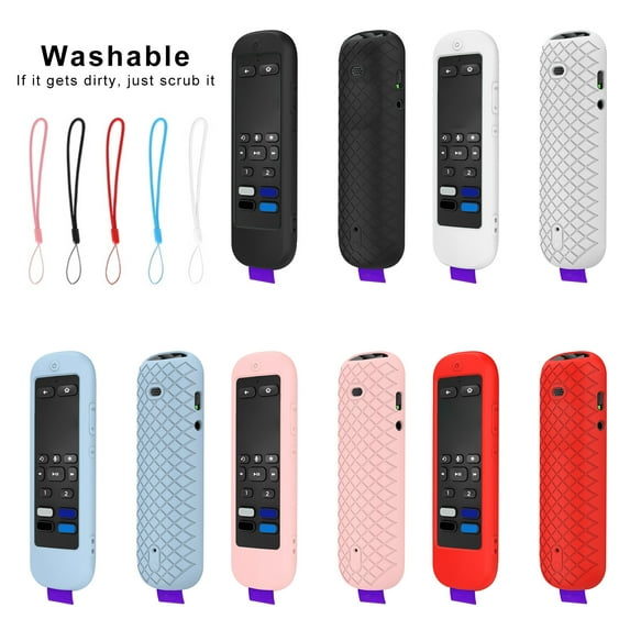 Deyuer Protective Cover Comfortable Grip with Strap Stain-resistant Shockproof Anti-slip Texture Effective Protection No Yellowing Smart TV Remote Control Silicone Case for ROKU Ultra 2022