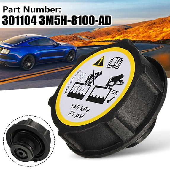 Deyuer Radiator Cap Durable Replacement Waterproof Coolant Overflow Expansion Cover 1301104 3M5H8100AD for Ford/for Volvo/for Black