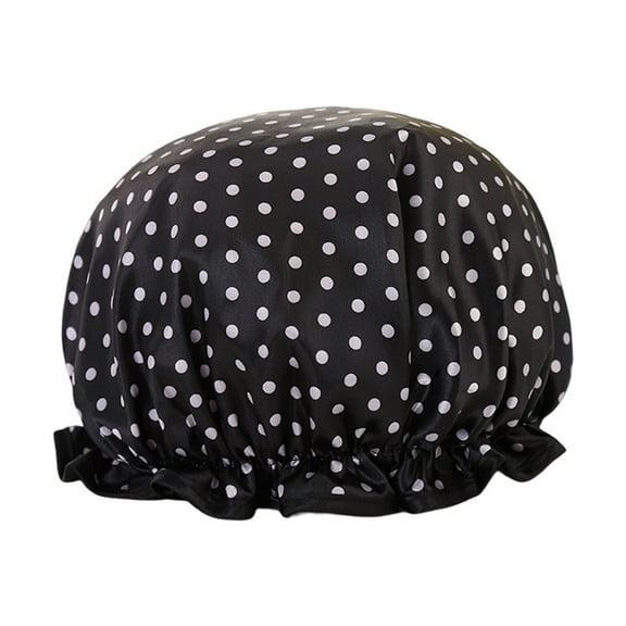 Deyuer Reusable Shower Cap Thickened Elastic Waterproof Double Layer Soft Large Brim Bath Hat Showe Hat for Women