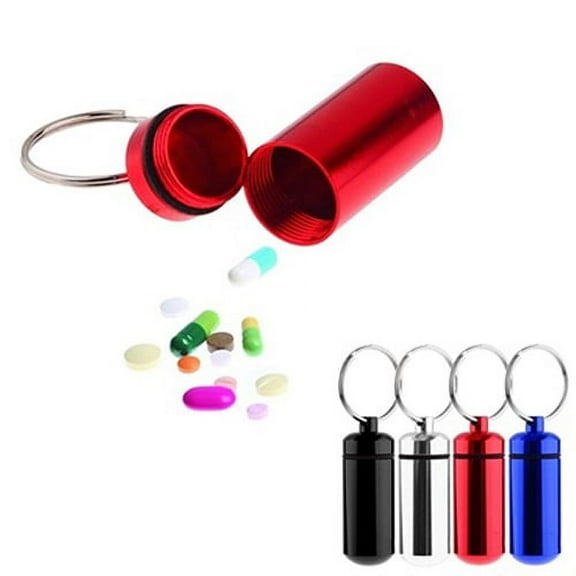 Deyuer Small Tablets Holder Pill Case First Aid Container with Key Ring Key Chain