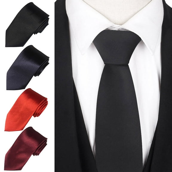 Deyuer Solid Color Business Tie Formal Faux Silk Pointed Style Men Neckwear Business Trips Formal Event Necktie.Navy Blue