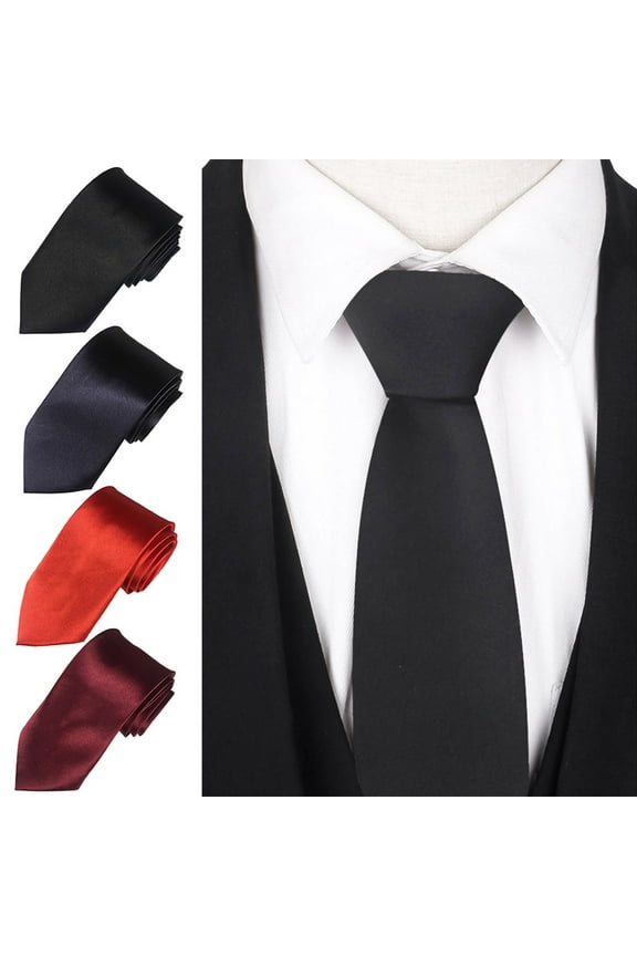 Solid Color Business Tie Formal Faux Silk Pointed Style Men Neckwear Business Trips Formal Event Necktie.Red