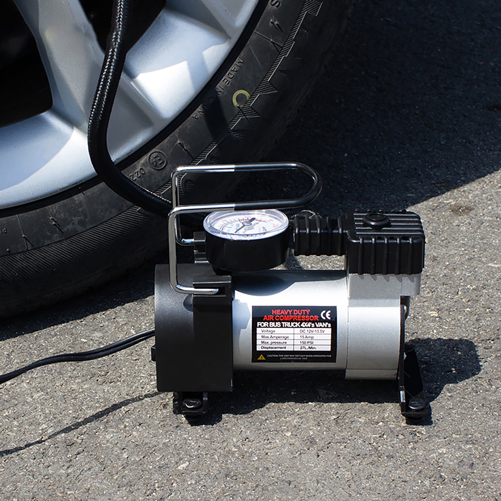 Deyuer Tire Inflator Convenient Low Noise High-Pressure Automatic Charge And Stop Multifunction Tire Air Refill Single Cylinder Universal Car Electric Air Compressor for Automobile,A