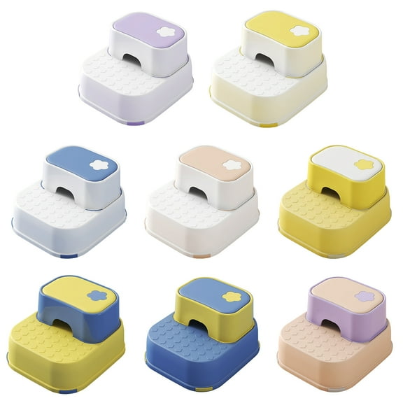 Deyuer Toddler Step Stool,With Double Step Interlocking Storage Function,Non-Slip Rubber Feet Potty Training Step Stool for Boys Girls Bathroom Kitchen Toilet