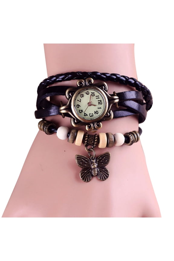 Watches Faux Leather Adjustable Metal Fashion Weave Wrap Watches for Daily Wear