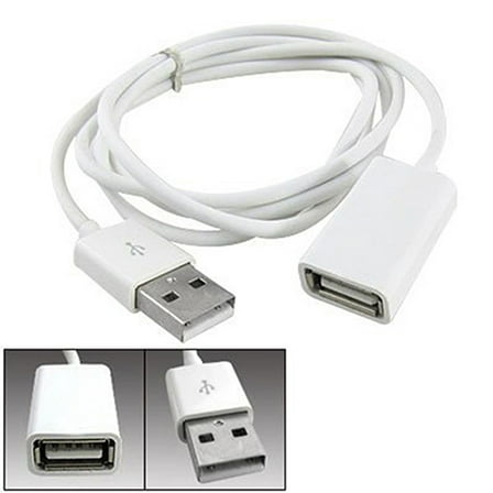 Deyuer White PVC Metal USB 2.0 Male to Female Extension Adapter Cable Cord 1m 3Ft