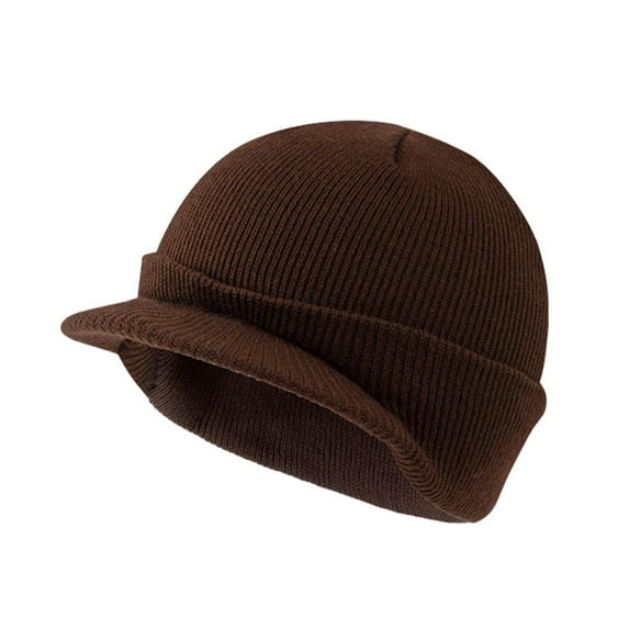 Deyuer Winter Yarn Hat with Short Brim Elastic Anti-slip Solid Color Unisex Cap Keep Warm Dome Headwear for Outdoor Daily