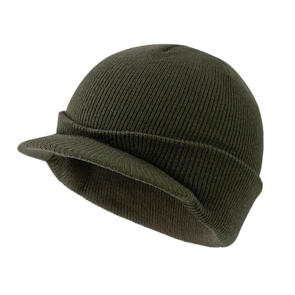 Deyuer Winter Yarn Hat with Short Brim Elastic Anti-slip Solid Color Unisex Cap Keep Warm Dome Headwear for Outdoor Daily