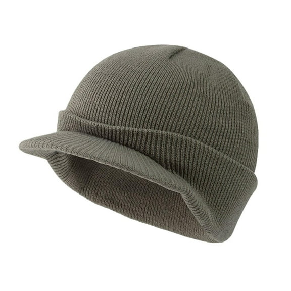 Deyuer Winter Yarn Hat with Short Brim Elastic Anti-slip Solid Color Unisex Cap Keep Warm Dome Headwear for Outdoor Daily