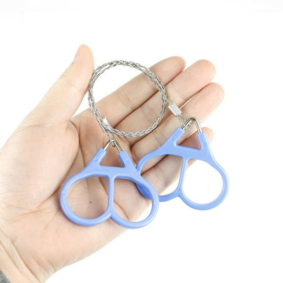 Deyuer Wire Chain Saw High Strength Sharp Serrations Stainless Steel Saw Wire EDC Emergency Survival Gear for Camping,Blue
