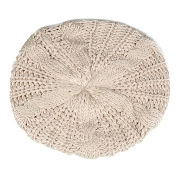 Deyuer Women Fall Winter Hat Knitted Bonnet Solid Color Elastic Twisted Texture Keep Warm Beret Photo Prop Cap for Outdoor Activities Travel Cycling
