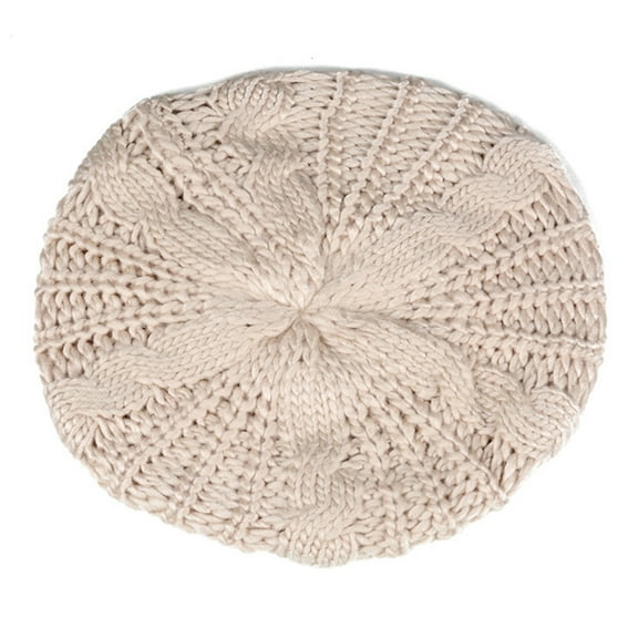 Deyuer Women Fall Winter Hat Knitted Bonnet Solid Color Elastic Twisted Texture Keep Warm Beret Photo Prop Cap for Outdoor Activities Travel Cycling