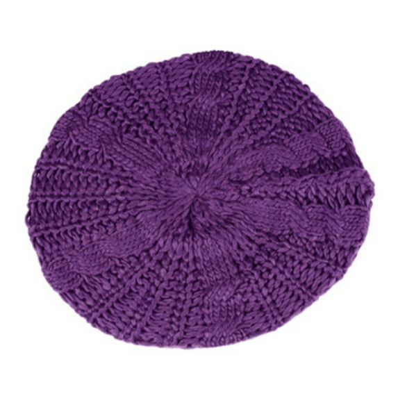 Deyuer Women Fall Winter Hat Knitted Bonnet Solid Color Elastic Twisted Texture Keep Warm Beret Photo Prop Cap for Outdoor Activities Travel Cycling