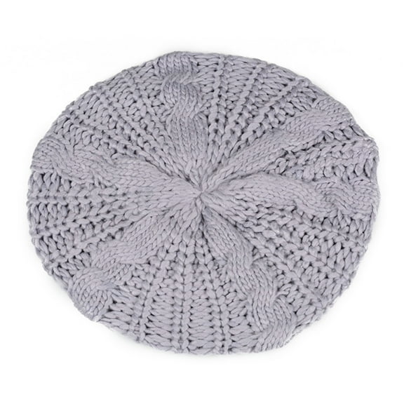 Deyuer Women Fall Winter Hat Knitted Bonnet Solid Color Elastic Twisted Texture Keep Warm Beret Photo Prop Cap for Outdoor Activities Travel Cycling
