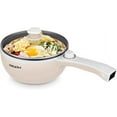thumbnail image 1 of Dezin Electric Hot Pot Upgraded, Non-Stick Sauté Pan, Rapid Noodles Cooker, 1.5L Mini Pot for Steak, Egg, Fried Rice, Ramen, Oatmeal, Soup with Temperature Control, Beige (Egg Rack Included), 1 of 7