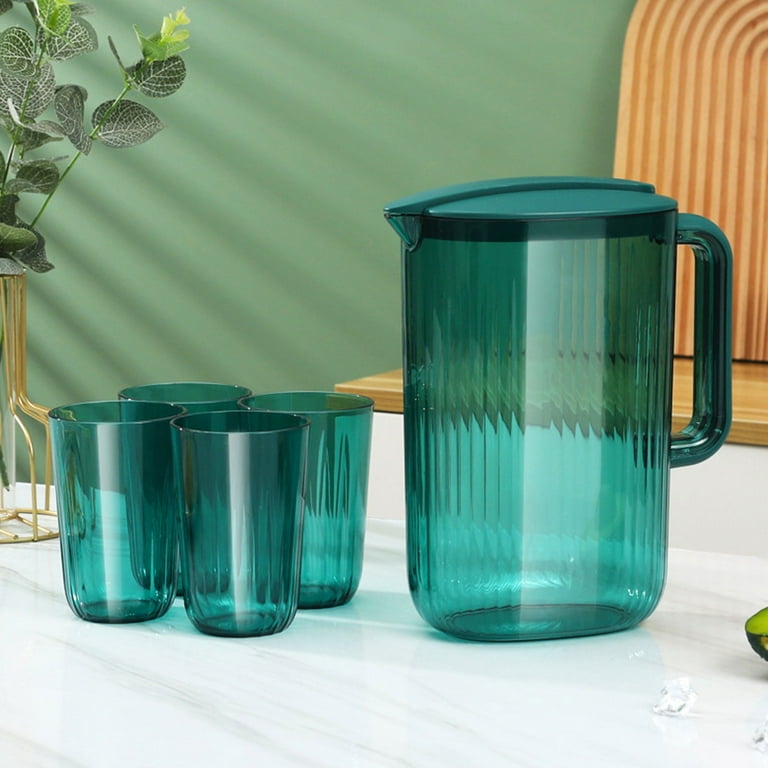 Large Green Plastic Pitcher With Lid Jug Hot Cold Water Juice Lemonade New