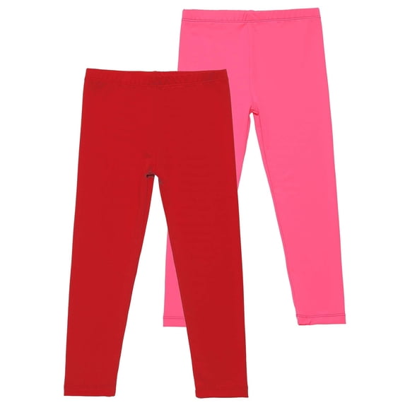 Dezsed 2 Pack Girls Stretch Cotton Leggings Toddler Kids Casual Yoga Pants for Girls Stretchy Leggings Girls Athletic Leggings for 9-10 Years Red D