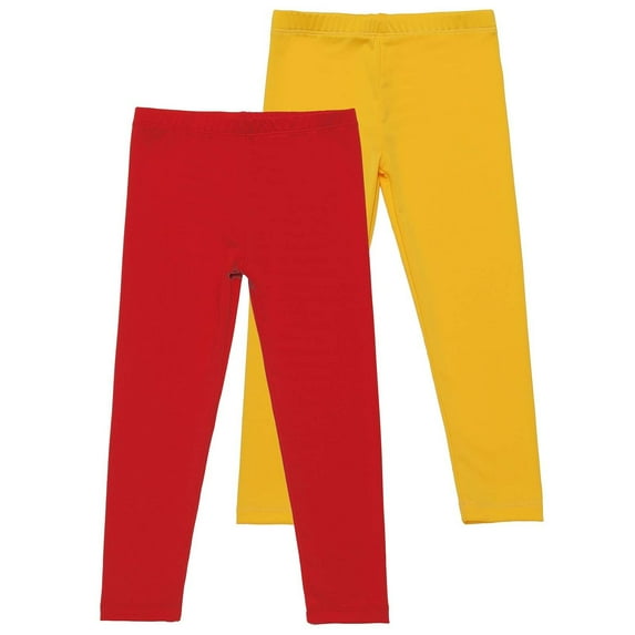 Dezsed 2 Pack Girls Stretch Cotton Leggings Toddler Kids Casual Yoga Pants for Girls Stretchy Leggings Girls Athletic Leggings for 9-10 Years Red F