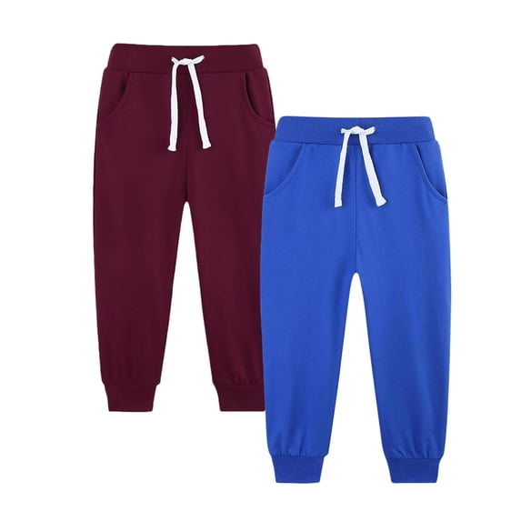 Dezsed 2 Pack Toddler Girls Boys Sweatpants Kids Casual Athletic Pull-On Cotton Jogger Pants with Drawstring for Boys Girls 11-12 Years Sky Blue