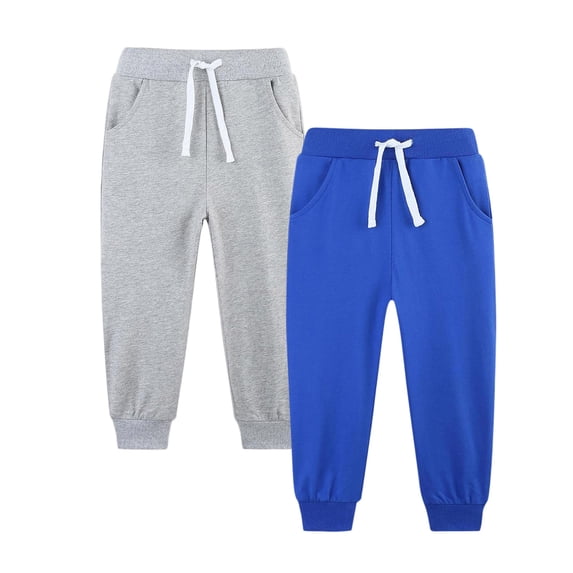 Dezsed 2 Pack Toddler Girls Boys Sweatpants Kids Casual Athletic Pull-On Cotton Jogger Pants with Drawstring for Boys Girls 5-6 Years Gray