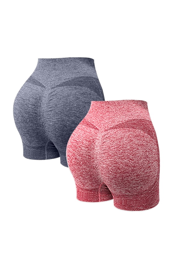 2 Packs Biker Shorts for Women, High Waisted Butt Lifting Workout Tummy Control Gym Workout Running Yoga Shorts Spandex Hot Pink XL