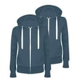 thumbnail image 1 of Dezsed 2 Piece Zip Up Sweatshirt Women Fashion Women Casual Hooded Slim Zipper Fleece Sweater Coat Navy XXL, 1 of 3