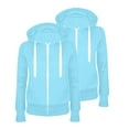 thumbnail image 1 of Dezsed 2 Piece Zip Up Sweatshirt Women Fashion Women Casual Hooded Slim Zipper Fleece Sweater Coat Sky Blue XXL, 1 of 3