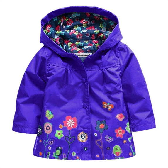 Dezsed 2022 Fall Winter Girls Raincoat Coat Long Sleeve Hooded Outerwear For Kids 8M-5Y Children Windbreaker Rain Jacket Birthday Gift School Outfit On Clearance