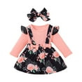 thumbnail image 1 of Dezsed 3-24Months Flowers Print Clothes Sets for Girls Toddler Baby Kids Girls Fashion Cute Long Sleeve Romper Strap Skirt Bow Headdress Suit 3Pcs, 1 of 7