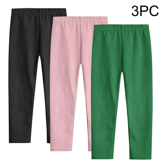 Dezsed 3 Pack Girls Leggings Toddler Cotton Yoga Pants Kids Toddler School Soft Dance Yoga Tights Girls Athletic Leggings for 5-6 Years Multicolor