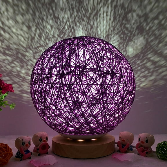 Dezsed 3D USB Charging LED Rattan Night Light Table Desk Lamp on Purple
