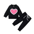 thumbnail image 1 of Dezsed 3M-3T Toddler Girl Clothes Sets Clearance Fashion Heart Print Long Sleeve Pullover Suit 2 Piece Set for Kids Girls Sweatsuit Girls Boutique Outfits, 1 of 7