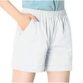 thumbnail image 1 of Dezsed Athletic Shorts for Women Solid Color Elastic Waist Cotton Sports Shorts with Pocket White XXL on Clearance, 1 of 5