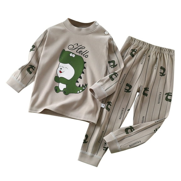 Dezsed Baby Girl Boy Clothes Outfits Toddler Baby Kids Winter Boys Girls Solid Color Cute Print Long Sleeved Home Wear Clothes Suit Gray 3 Months