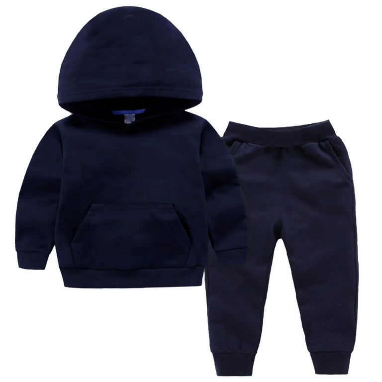 Dezsed Baby Girl Boy Clothes Outfits Clearance Toddler Baby Boys Girls Candy Color Solid Color Leggings Casual Kids Sports Pants Hoodies Set Navy 3 4