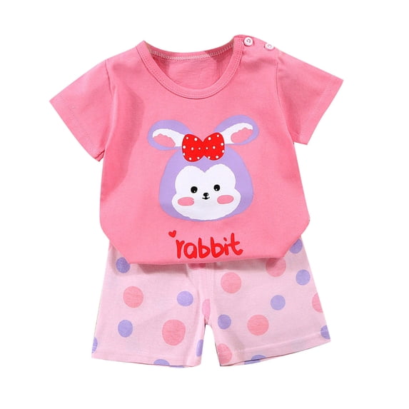 Dezsed Baby Girl Boy Clothes Outfits Clearance Toddler Kids Baby Boys Girls Fashion Cute Short Sleeve Puppy Print Casual Suit Pink C 6-9 Months