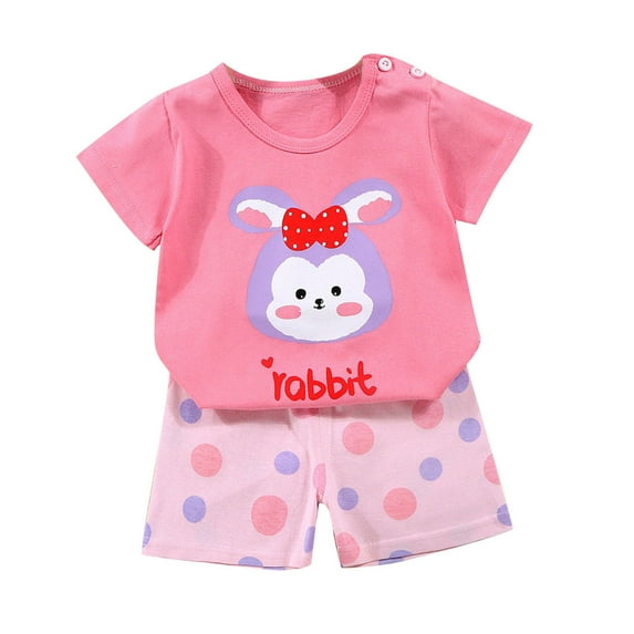 Dezsed Baby Girl Boy Clothes Outfits Toddler Kids Baby Boys Girls Fashion Cute Short Sleeve Puppy Print Casual Suit Pink C 3-4 Years