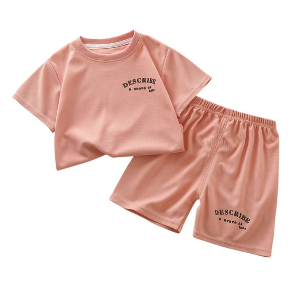 Dezsed Baby Pajamas Set Boy Girl Clothes Children's Summer Short Sleeved Round Neck T-Shirt Top Shorts 2Pcs Loungewear Set Pink 8 Months